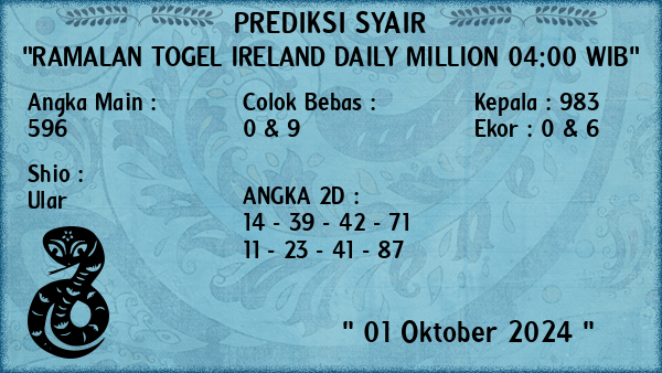 Prediksi Ireland Daily Million 04:00 WIB