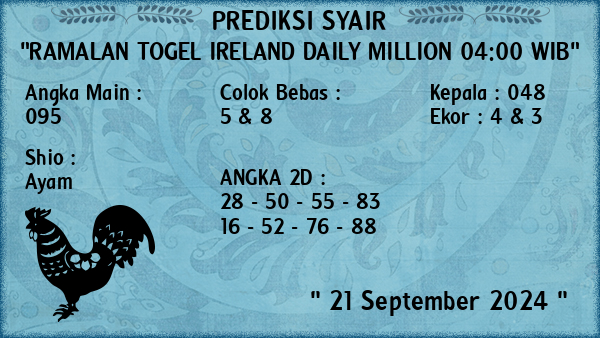 Prediksi Ireland Daily Million 04:00 WIB