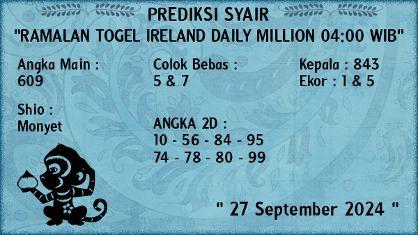 Prediksi Ireland Daily Million 04:00 WIB