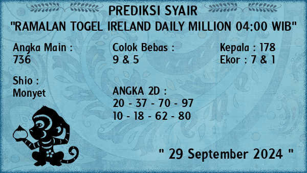 Prediksi Ireland Daily Million 04:00 WIB