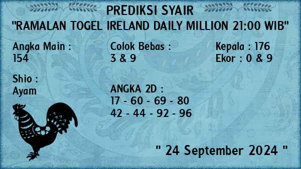 Prediksi Ireland Daily Million 21:00 WIB