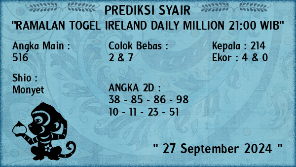 Prediksi Ireland Daily Million 21:00 WIB