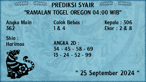 Prediksi Oregon 04:00 WIB