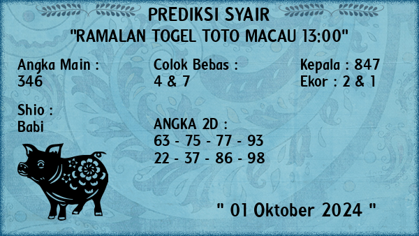 Prediksi Toto Macau 13:00