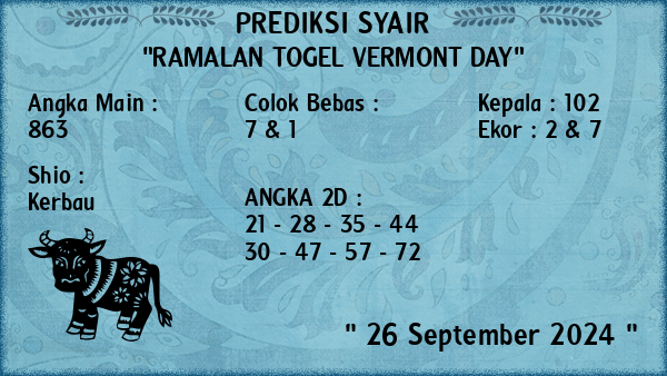 Prediksi Vermont Day