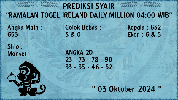 Prediksi Ireland Daily Million 04:00 WIB