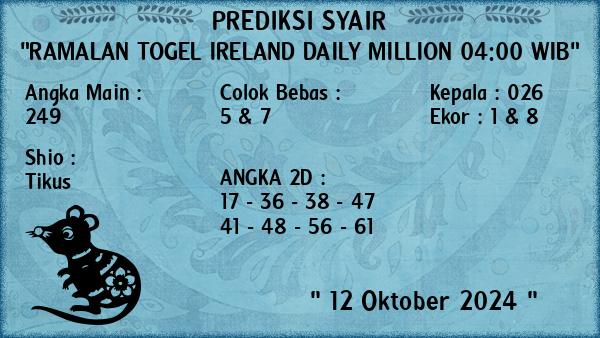 Prediksi Ireland Daily Million 04:00 WIB