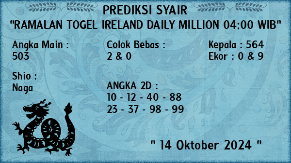 Prediksi Ireland Daily Million 04:00 WIB