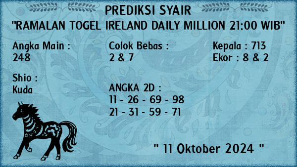 Prediksi Ireland Daily Million 21:00 WIB