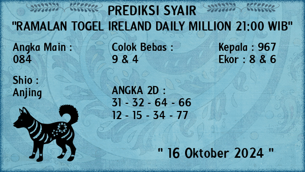 Prediksi Ireland Daily Million 21:00 WIB