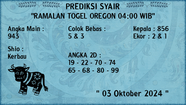 Prediksi Oregon 04:00 WIB