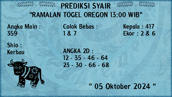 Prediksi Oregon 13:00 WIB