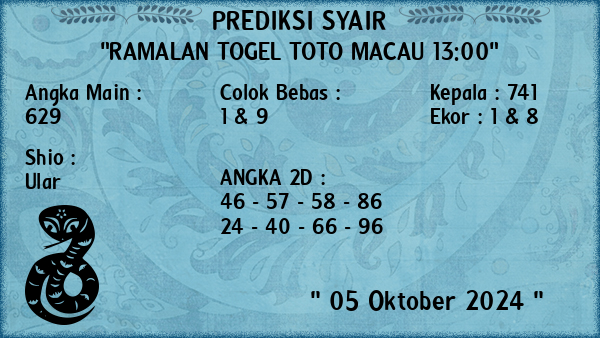 Prediksi Toto Macau 13:00