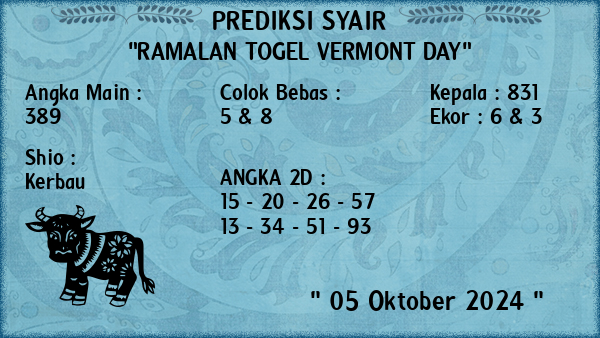 Prediksi Vermont Day